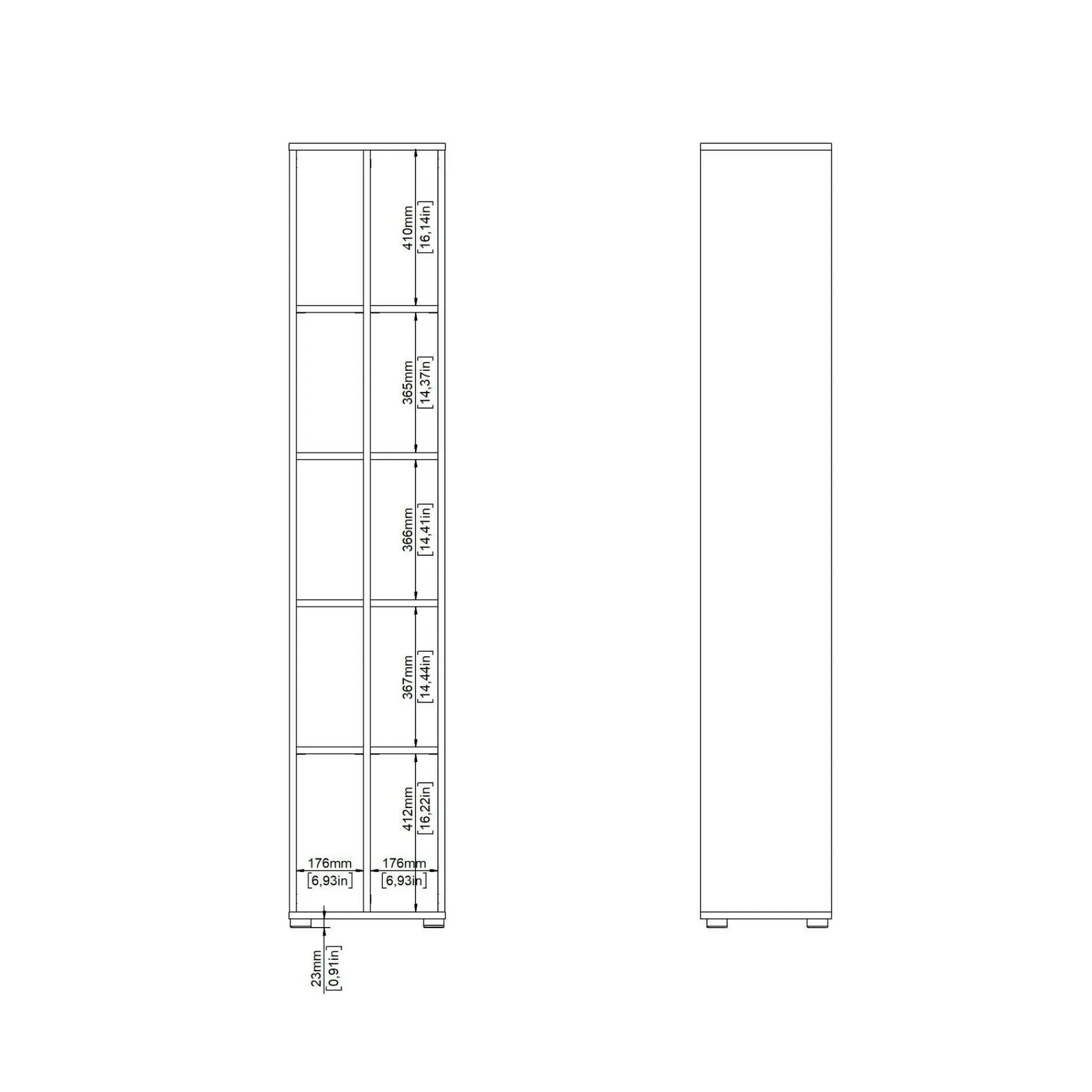 Libreria Erevan, 34x41 h205 cm, Rovere e Grigio<Dmora Sale