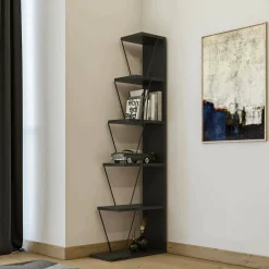 Libreria Erminia, 50x22h150 cm, Antracite e Nero<Dmora Store