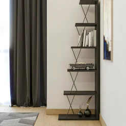 Libreria Erminia, 50x22h150 cm, Antracite e Nero<Dmora Store