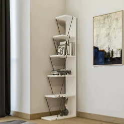 Libreria Erminia, 50x22h150 cm, Bianco e Nero<Dmora Discount