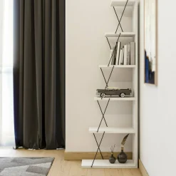 Libreria Erminia, 50x22h150 cm, Bianco e Nero<Dmora Discount
