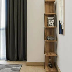 Libreria Erminia, 50x22h150 cm, Quercia e Nero<Dmora Store