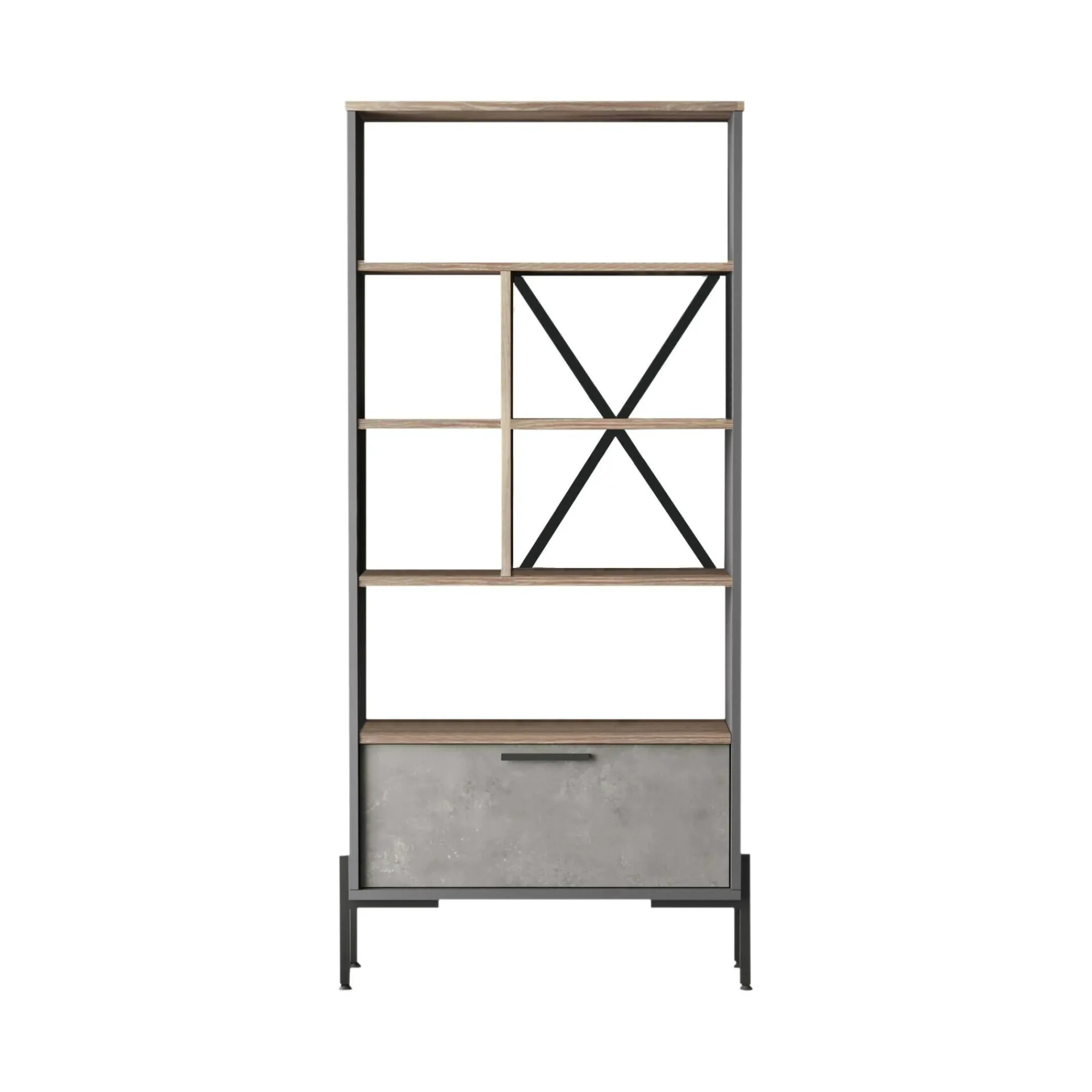 Libreria Fabrice, 76x45 h161 cm, Marrone e Grigio<Dmora Store