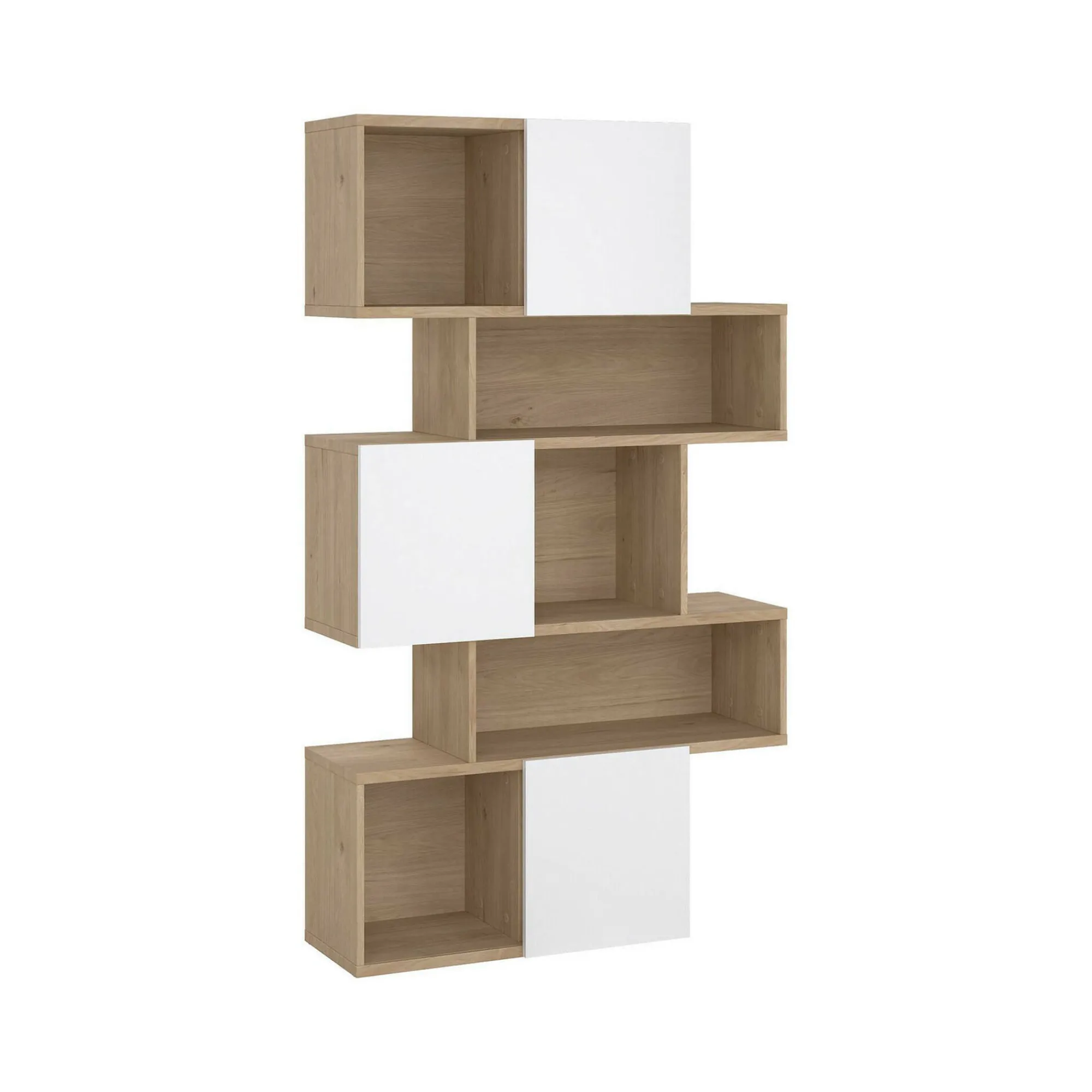 Libreria Flavie, Scaffale da ufficio, Mobile portalibri, Biblioteca, 32x96 h166 cm, Rovere e Bianco<Dmora Fashion