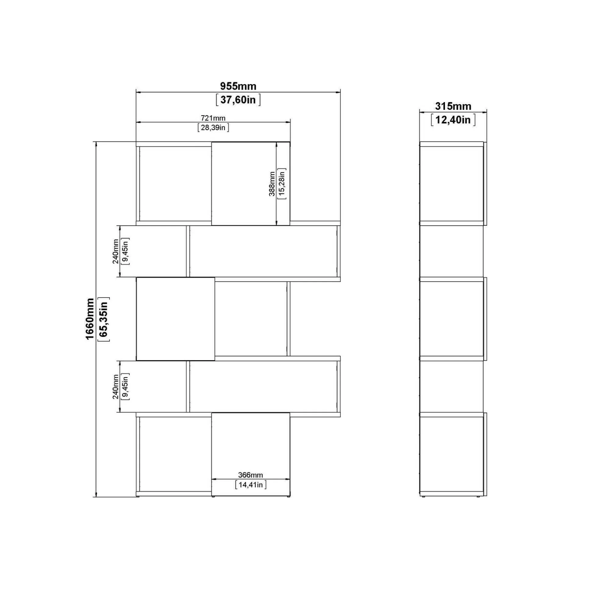 Libreria Flavie, Scaffale da ufficio, Mobile portalibri, Biblioteca, 32x96 h166 cm, Rovere e Bianco<Dmora Fashion