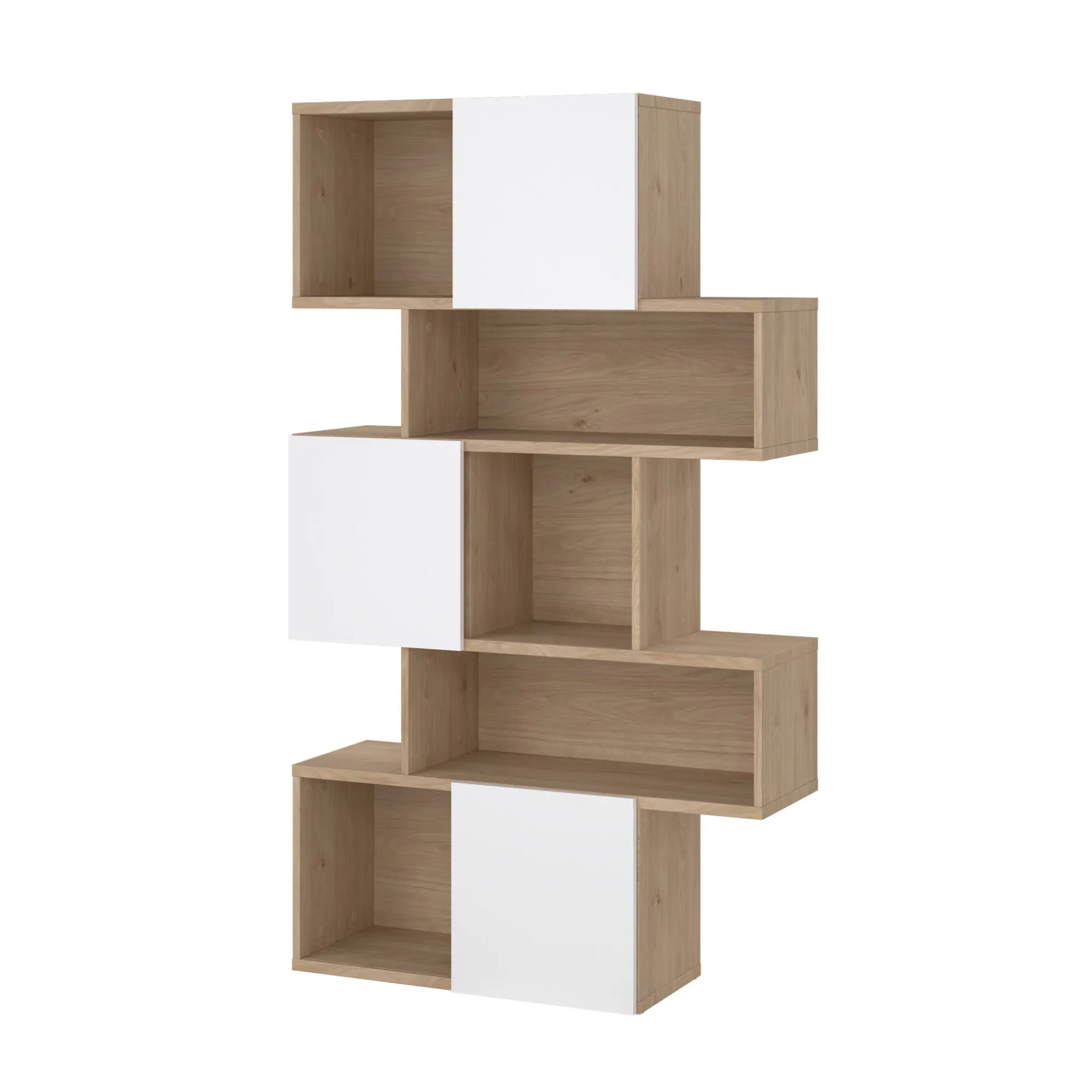 Libreria Flavie, Scaffale da ufficio, Mobile portalibri, Biblioteca, 32x96 h166 cm, Rovere e Bianco<Dmora Fashion
