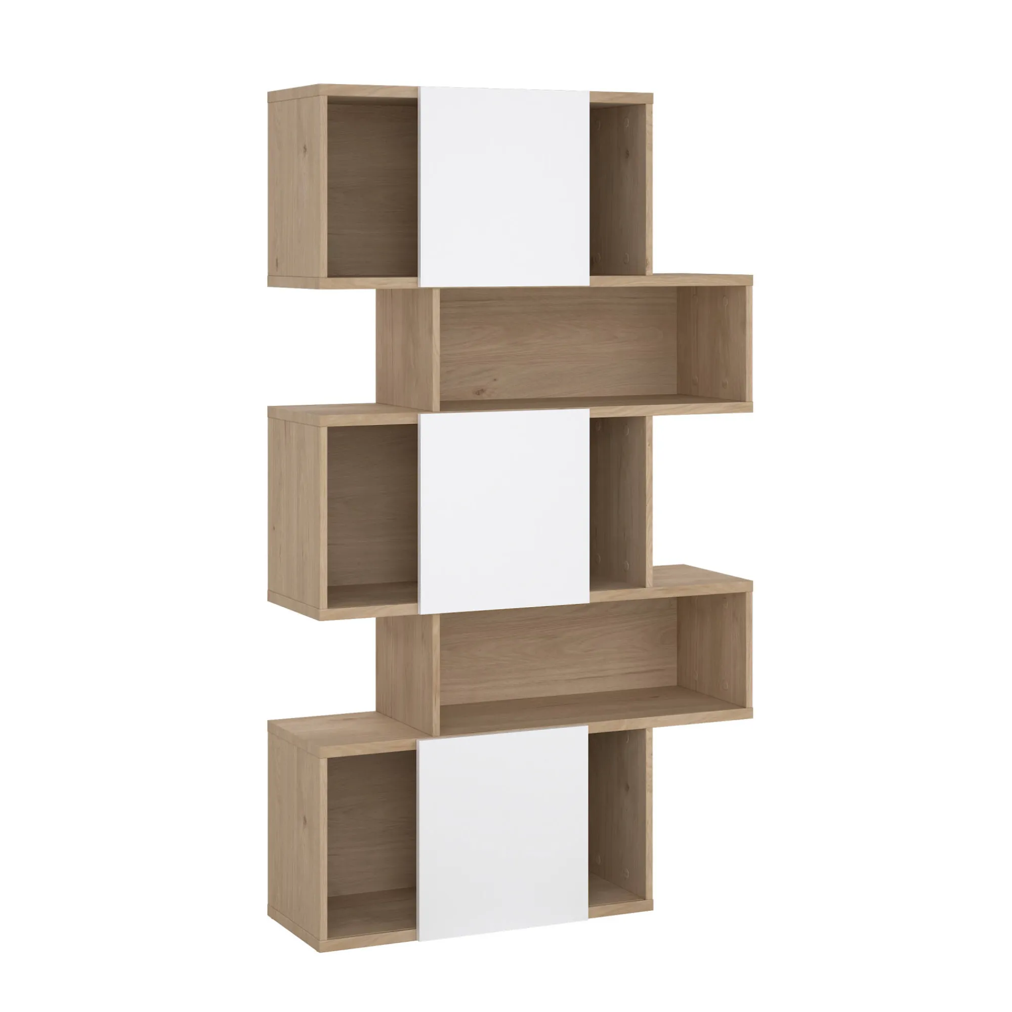 Libreria Flavie, Scaffale da ufficio, Mobile portalibri, Biblioteca, 32x96 h166 cm, Rovere e Bianco<Dmora Fashion
