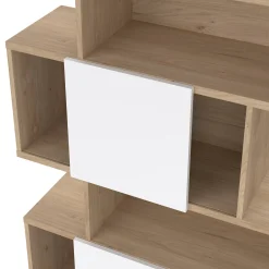 Libreria Flavie, Scaffale da ufficio, Mobile portalibri, Biblioteca, 32x96 h166 cm, Rovere e Bianco<Dmora Fashion