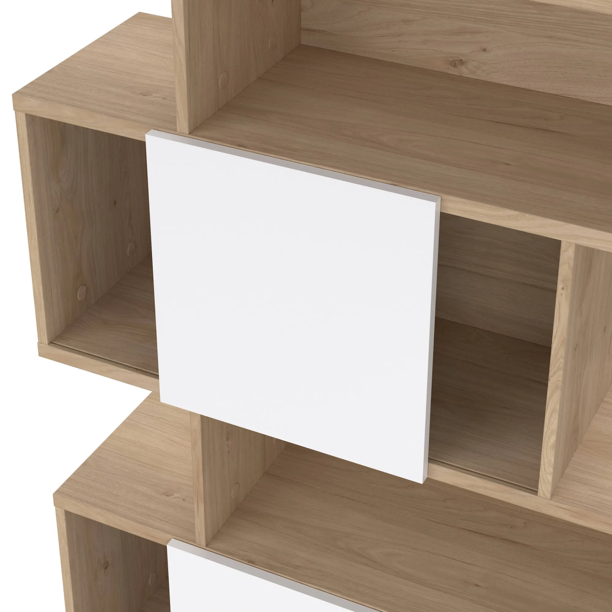 Libreria Flavie, Scaffale da ufficio, Mobile portalibri, Biblioteca, 32x96 h166 cm, Rovere e Bianco<Dmora Fashion