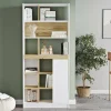 Libreria Gaston, 76x25 h170 cm, Quercia e Bianco<Dmora Flash Sale