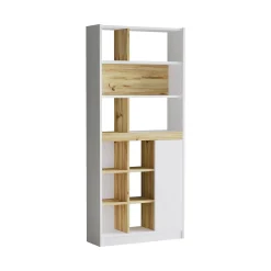Libreria Gaston, 76x25 h170 cm, Quercia e Bianco<Dmora Flash Sale