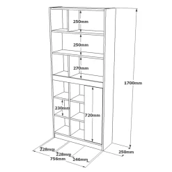 Libreria Gaston, 76x25 h170 cm, Quercia e Bianco<Dmora Flash Sale