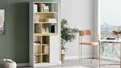 Libreria Gaston, 76x25 h170 cm, Quercia e Bianco<Dmora Flash Sale