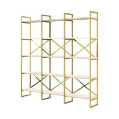 Libreria Gauro, 170x30h175 cm, Bianco e Oro<Dmora Sale