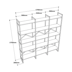 Libreria Gauro, 170x30h175 cm, Bianco e Oro<Dmora Discount