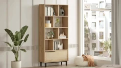 Libreria Gerusalem, 84x30 h176 cm, Noce e Quercia<Dmora Best Sale