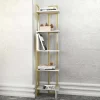 Libreria Giraffa, 45x22h180 cm, Bianco e Oro<Dmora Sale