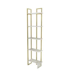 Libreria Giraffa, 45x22h180 cm, Bianco e Oro<Dmora Sale
