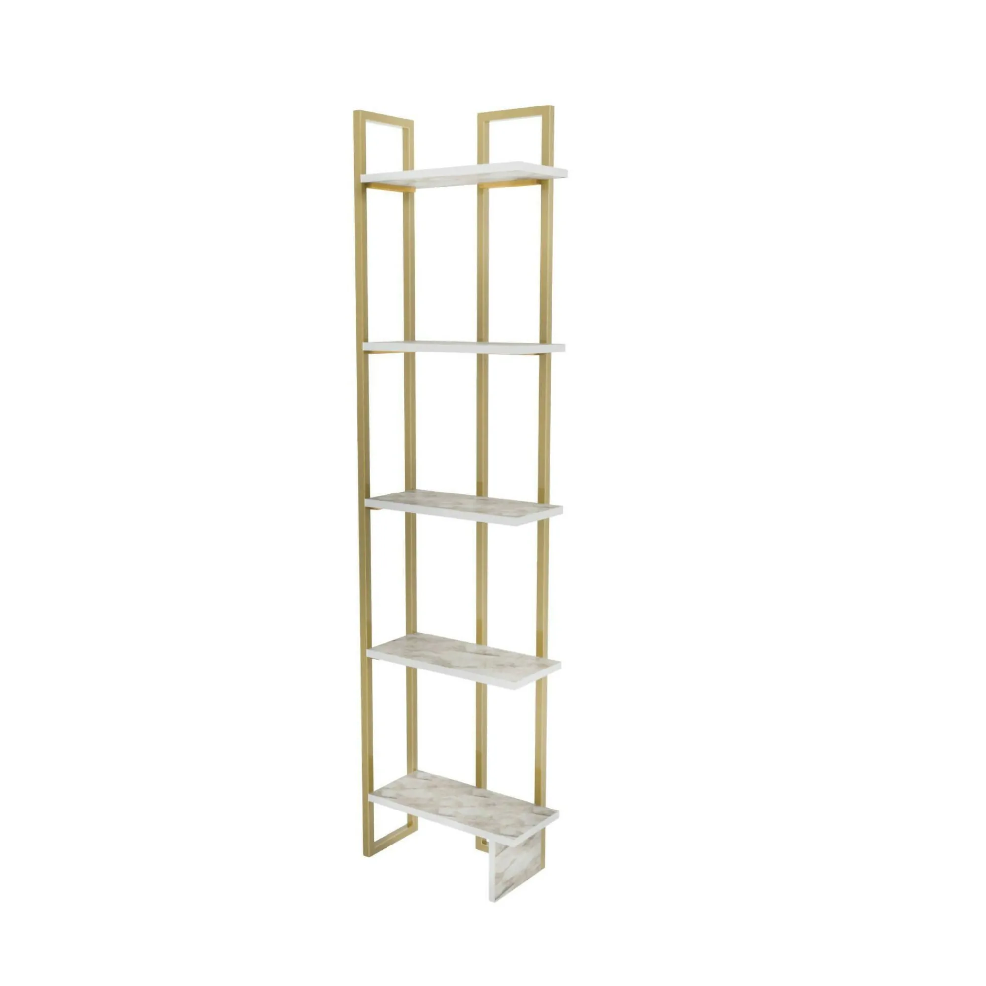 Libreria Giraffa, 45x22h180 cm, Bianco e Oro<Dmora Sale