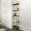 Libreria Giraffa, 45x22h180 cm, Nero e Oro<Dmora Outlet