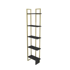 Libreria Giraffa, 45x22h180 cm, Nero e Oro<Dmora Outlet