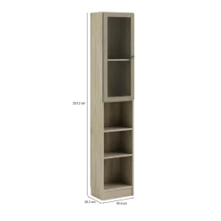 Libreria Greg, 28x41 h203 cm, Quercia e Bianco<Dmora Online