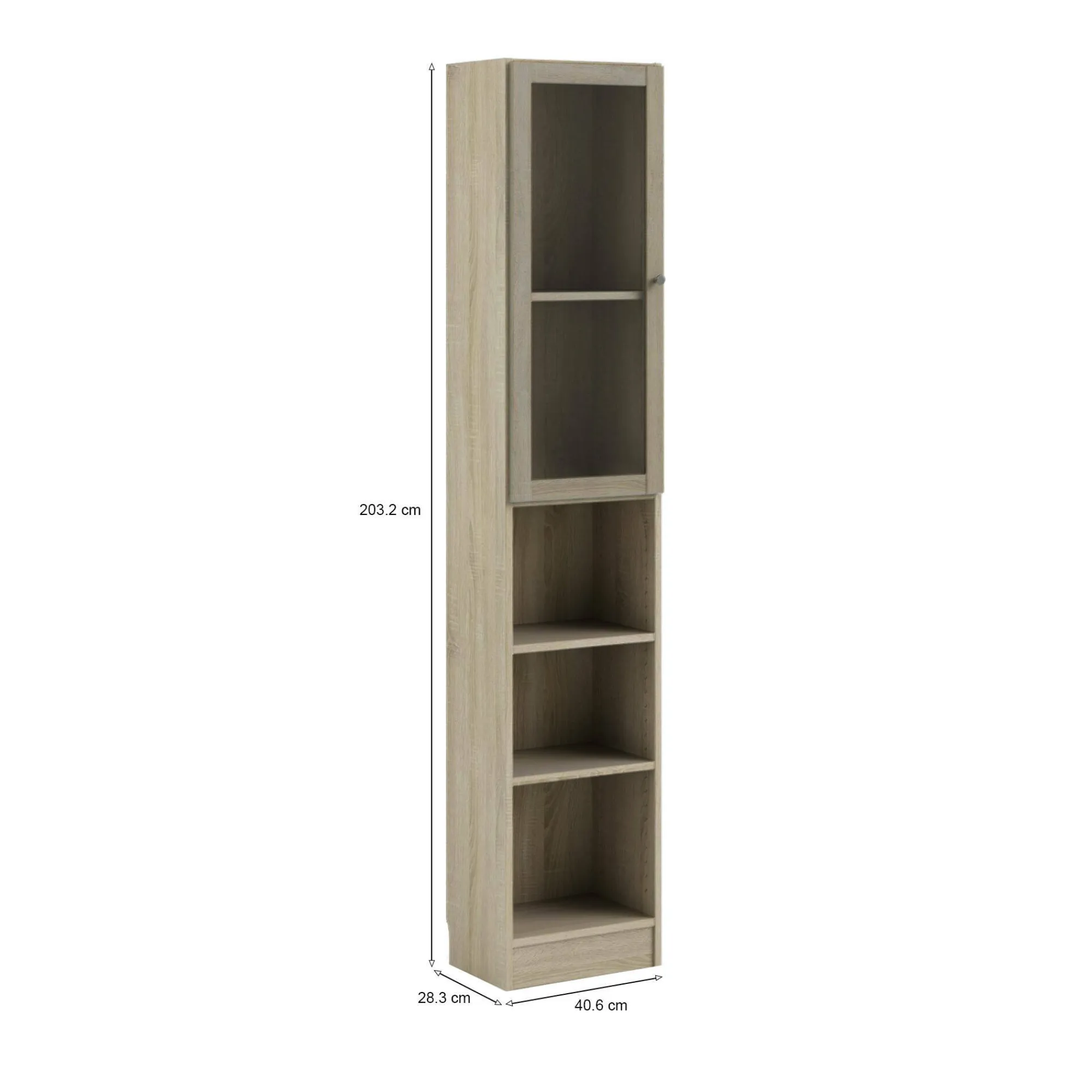 Libreria Greg, 28x41 h203 cm, Quercia e Bianco<Dmora Online
