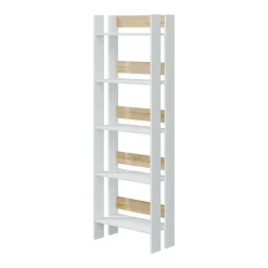Libreria Haruki, 57x27h170 cm, Bianco lucido e Rovere<Dmora Store