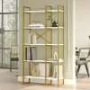 Libreria Isla, 88x30h175 cm, Bianco e Oro<Dmora Cheap