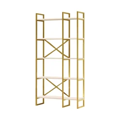 Libreria Isla, 88x30h175 cm, Bianco e Oro<Dmora Cheap