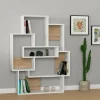 Libreria KhaiMuk, 101x22 h132 cm, Bianco e Quercia<Dmora Fashion