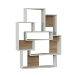 Libreria KhaiMuk, 101x22 h132 cm, Bianco e Quercia<Dmora Fashion