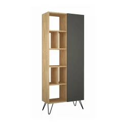 Libreria Lince, 79x32 h190 cm, Quercia e Antracite<Dmora Outlet