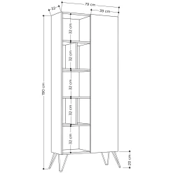 Libreria Lince, 79x32 h190 cm, Quercia e Antracite<Dmora Outlet
