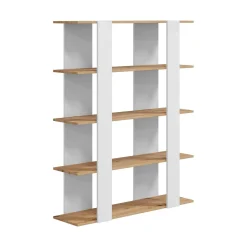 Libreria Madreperla, 108x31h136 cm, Rovere Nodi e Bianco lucido<Dmora Online