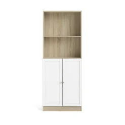 Libreria Michel, 28x79 h203 cm, Quercia e Bianco<Dmora Discount