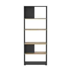 Libreria MuGuiying, 34x80 h205 cm, Rovere e Grigio<Dmora Shop