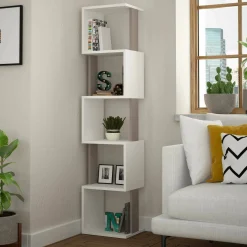 Libreria Nada, 35x30h161 cm, Bianco e Tortora<Dmora Best