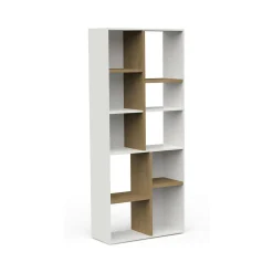 Libreria Nisha, 78x36 h183 cm, Rovere e Bianco<Dmora Cheap