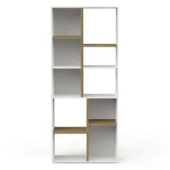 Libreria Nisha, 78x36 h183 cm, Rovere e Bianco<Dmora Cheap