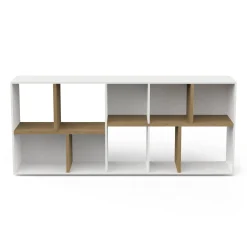 Libreria Nisha, 78x36 h183 cm, Rovere e Bianco<Dmora Cheap