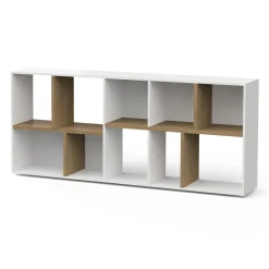 Libreria Nisha, 78x36 h183 cm, Rovere e Bianco<Dmora Cheap
