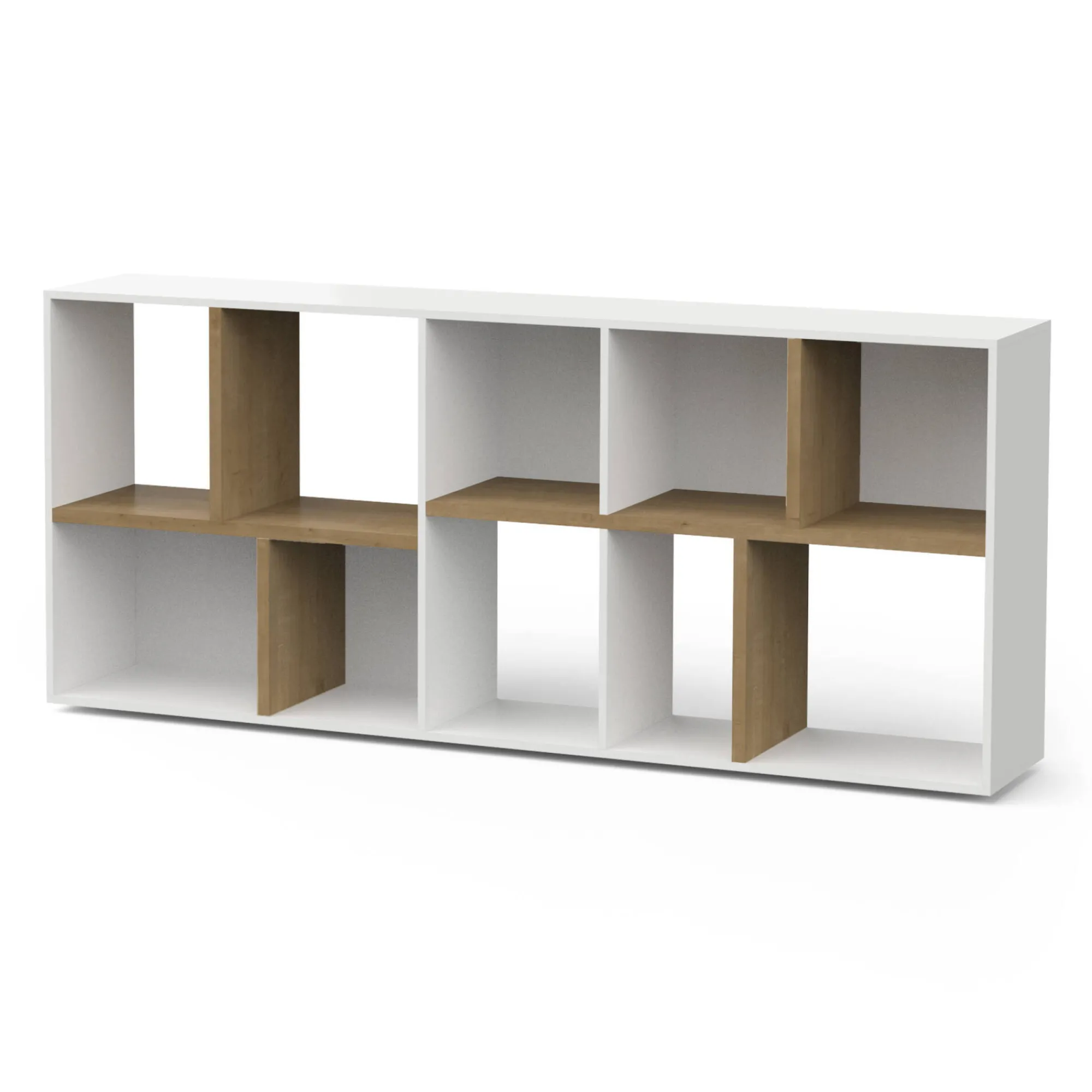 Libreria Nisha, 78x36 h183 cm, Rovere e Bianco<Dmora Cheap