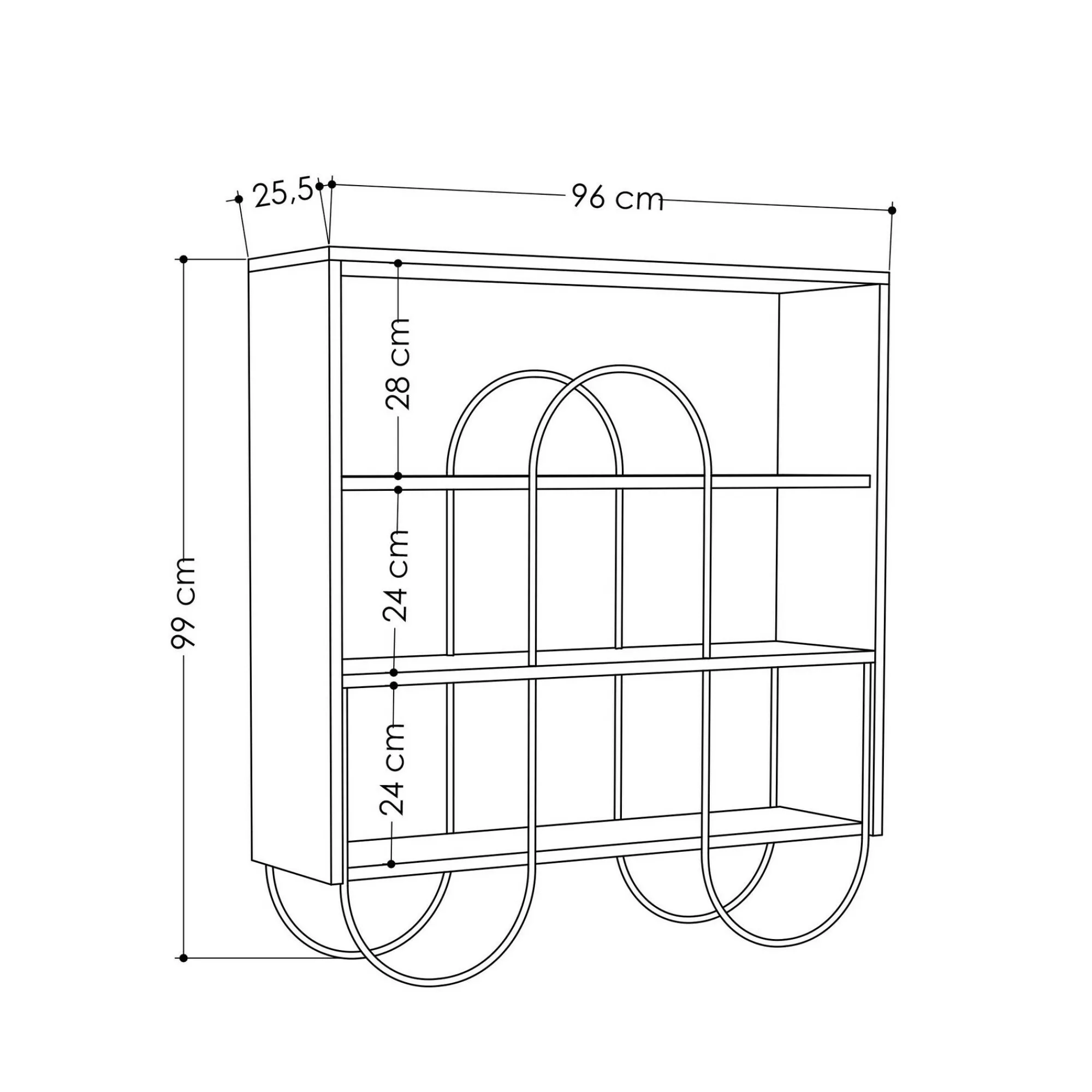 Libreria Otis, 96x26 h99 cm,<Dmora Discount