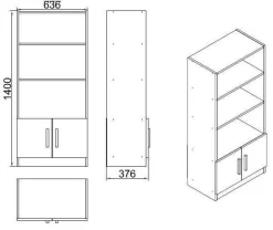 Libreria Patty, 64x38 h140 cm, Noce e Antracite<Dmora Online