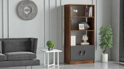 Libreria Patty, 64x38 h140 cm, Noce e Antracite<Dmora Online