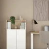 Libreria Perrine, Scaffale da ufficio, Mobile portalibri, Biblioteca, 34x80 h124 cm, Rovere e Bianco<Dmora Fashion