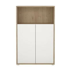 Libreria Perrine, Scaffale da ufficio, Mobile portalibri, Biblioteca, 34x80 h124 cm, Rovere e Bianco<Dmora Fashion