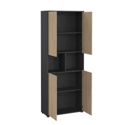 Libreria Pierre, 34x80 h205 cm, Rovere e Grigio<Dmora Fashion