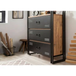 Libreria Podul, 90x35 h180 cm, Quercia e Nero<Dmora Clearance